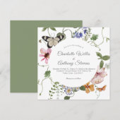 Invitation Elégant Jardin Secret Delicate Mariage Floral (Devant / Derrière)