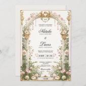Invitation Elégant Jardin Secret Mariage Arc Floral (Devant / Derrière)