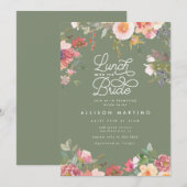 Invitation Élégant Jardin Vert Fête des mariées Florale Déjeu (Devant / Derrière)