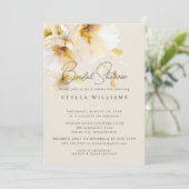 Invitation Élégant jaune blanc or Fleur Mariage Shower (Debout devant)