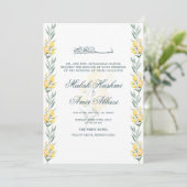 Invitation Elégant Jaune Floral verdure Mariage musulman (Debout devant)