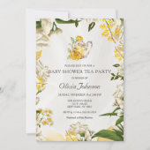 Invitation Elégant Jaune Vert Floral Tea Party Baby shower (Devant)