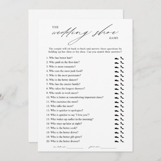 Invitation Élégant jeu de chaussures de mariage (Devant / Derrière)