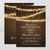 Invitation Élégant jeu de cordes aurifères du Nouvel An (Devant / Derrière)