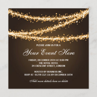 Invitation Élégant jeu de cordes Gold Party