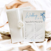 Invitation Élégant jeu de Fête des mariées A-Z Mariage Blue B