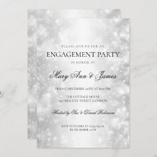 Invitation Élégant Jeu d'Engagement Silver Shimmer