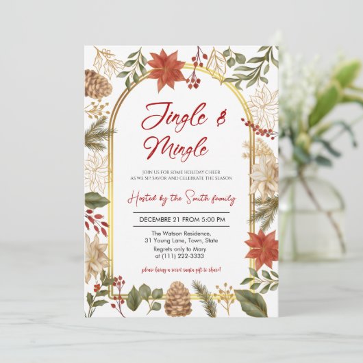 Invitation Elegant Jingle and Mingle Holiday Christmas Party (Debout devant)