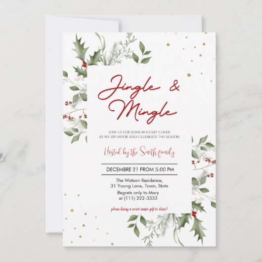 Invitation Elegant Jingle & Mingle Holiday Christmas Party (Devant)