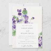 Invitation Élégant Joli Mariage d'aquarelle violet (Devant)