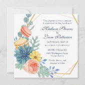Invitation Élégant Joli Mariage de Macaron Succulent Floral (Devant)