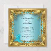 Invitation Élégant Joli Turquoise talons hauts or fête d'anni (Dos)