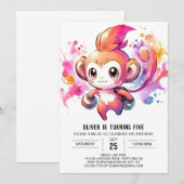 Invitation Elégant Jouer Singe Anniversaire (Devant / Derrière)