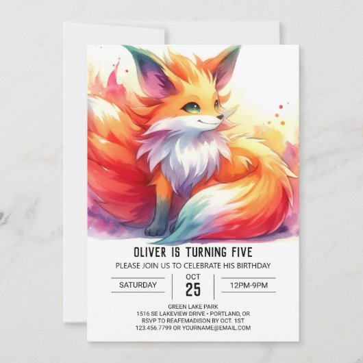 Invitation Elégant Jour d'anniversaire de Fox Personnalisé (Devant)