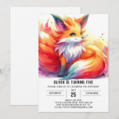 Invitation Elégant Jour d'anniversaire de Fox Personnalisé (Devant / Derrière)