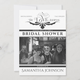 Invitation Elégant journal Black Bridal & Couples Douche