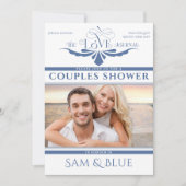 Invitation Elégant journal Dusty Blue Bridal Couples Douche (Devant)