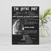 Invitation Élégant journal gothique Fête des mariées photo (Debout devant)