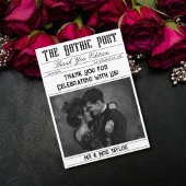 Invitation Élégant journal gothique Merci photo