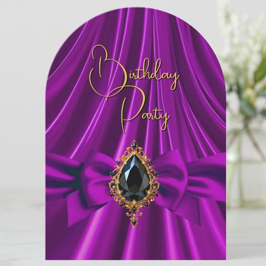 Invitation Élégant Joyau d'Anniversaire Plum violet or noir