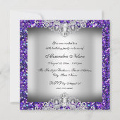 Invitation Elégant Joyau de Diamant Violet Anniversaire Invit (Dos)
