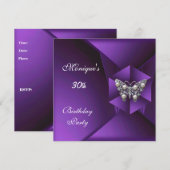 Invitation Elégant Joyau de papillon pourpre 30e anniversaire (Devant / Derrière)