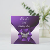Invitation Elégant joyau de perle violet 40e anniversaire (Debout devant)