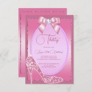 Invitation Elégant Joyau rose Bow & Stiletto Anniversaire