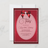 Invitation Elégant Joyau Rouge Bow Anniversaire (Devant)