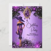 Invitation Élégant Joyaux violets Robe Or fête d'anniversaire (Devant)