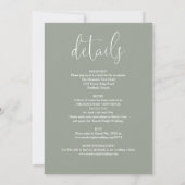 Invitation Élégant Just Love All In One Sage Green Mariage (Dos)