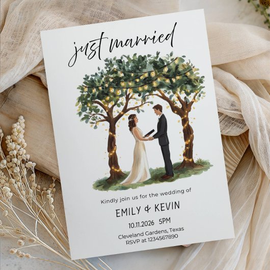 Invitation Elegant Just Married Wedding Party-Modern Romantic
