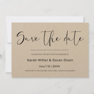 Invitation Elegant Kraft papier Enregistrer la date Invitatio