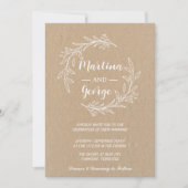Invitation Élégant kraft rustique minimal mariage feuille (Devant)