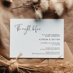 Invitation Élégant La nuit avant le dîner<br><div class="desc">La veille... Assurez-vous que tout est parfait pour le grand jour; recevez des invitations modernes pour votre dîner de répétition mariage. Une typographie moderne et un thème classique noir et blanc pour votre papeterie mariage : choisissez cette suite de mariage simple et élégante. Entièrement personnalisable : vous pouvez modifier l'arrière...</div>