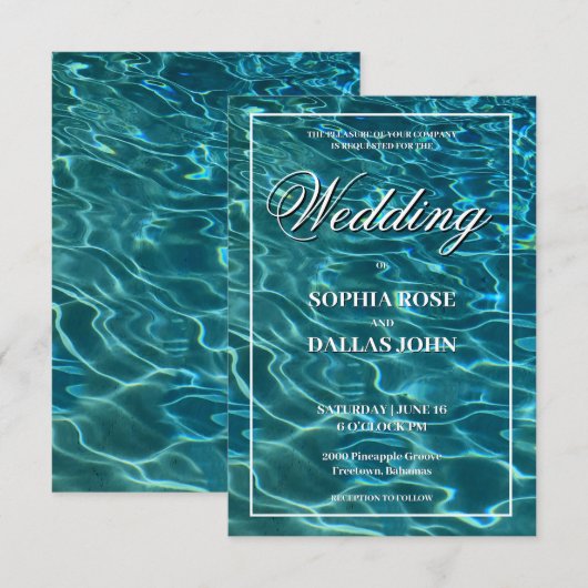 Invitation Elégant lac d'eau de l'océan destination Mariage (Devant / Derrière)