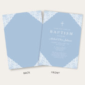 Invitation Elegant Lace Blue Baby Boy Baptism