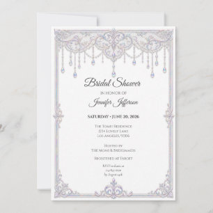 Invitation Élégant Lace Iridescent Mariage Bapteme
