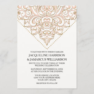 Invitation Élégant Lace Scroll Swirl Moderne Simple Mariage