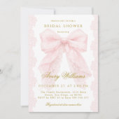 Invitation Élégant Lacet Rose Mariage (Devant)