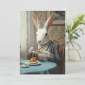 Invitation Elégant lapin à l'heure du thé (Debout devant)