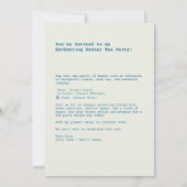 Invitation Elégant lapin à l'heure du thé (Dos)