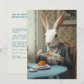 Invitation Elégant lapin à l'heure du thé (Devant / Derrière)