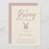 Invitation Elégant lapin moderne bébé fille douche (Devant / Derrière)