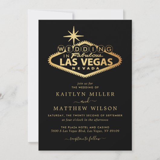 Invitation Elégant Las Vegas Destination Mariage (Devant)