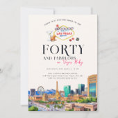 Invitation Élégant Las Vegas | Photo du 40e anniversaire (Devant)