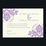 Invitation Élégant lavande damassé, gris, mariage d'ivoire<br><div class="desc">Elégant motif damassé lavande violet,  gris,  ivoire faire-part de mariage. Un design mariage moderne mais classique avec une touche rétro. Délicat,  avec l'élégante police parisienne et une atmosphère vintage,  parfait pour les mariages de toutes saisons contemporains ou traditionnels : printemps,  été,  automne ou hiver.</div>