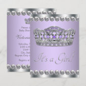 Invitation Élégant Lavande et Baby shower gris (Devant / Derrière)