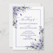 Invitation Élégant Lavande Eucalyptus Mariage de script flora (Devant)