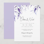 Invitation Élégant Lavande Floral Aquarelle Lilac Mariage (Devant / Derrière)